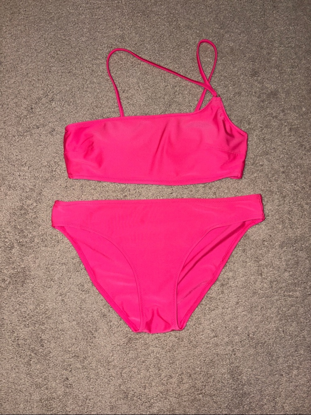 aerie Hot Pink One-Shoulder Bikini Set